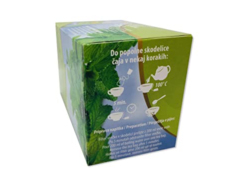 Herbal tea from the mountains of the Alps, peppermint tea, 4 packs of 20 bags each (80 tea bags with peppermint tea)