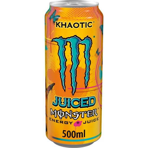 Monster Energy Juiced Khaotic Caffeinated Energy Drink with Tropical Citrus Flavour in Practical Disposable Tins (12 x 500 ml)
