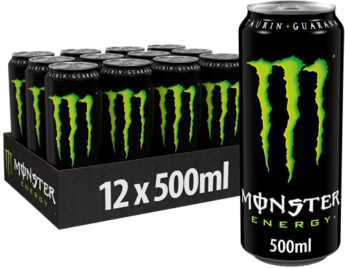 Monster Energy - Caffeinated Energy Drink with Classic Energy Taste - in Practical Disposable Tins (12 x 500 ml)