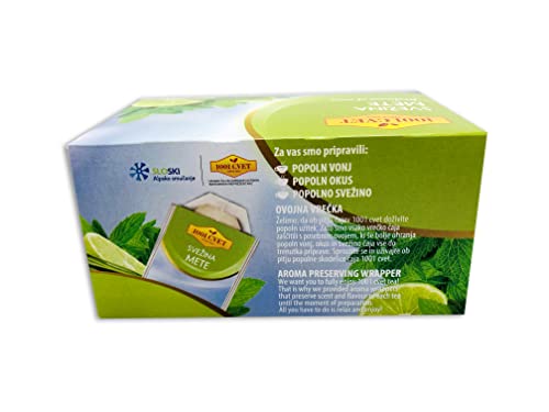 Herbal tea from the mountains of the Alps - The freshness of mint leaves - 4 packs of 20 bags (80 tea bags with mint).
