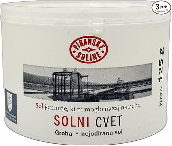 Solni Cvet - Salt Flower 125 g (Protected Designation of Origin) - Purely organic and unrefined sea salt - Excellent for cooking and table salt (pack of 3)