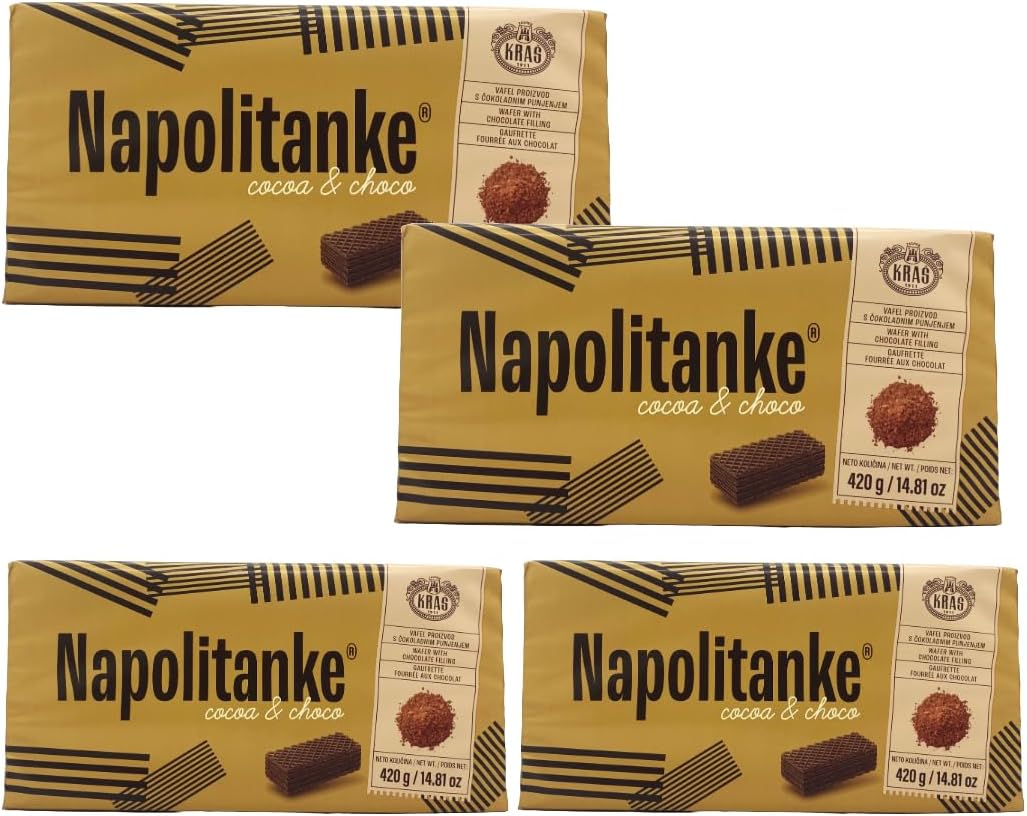 NAPOLITANKE KRAS Premium Wafers - Premium Wafers Biscuits with Delicious Milk, Chocolate Cream, Hazelnut, Lemon and Orange Fillings – Multiple Sizes(16x420g)