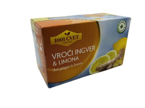 Herbal Tea from the Mountains of the Alps, Hot Tea with Ginger and Lemon, 4 Packs of 20 Bags (80 Tea Bags)