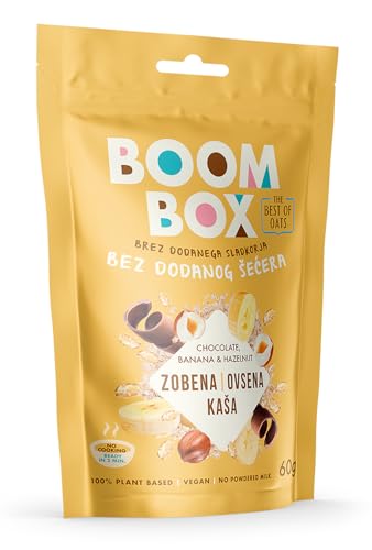 16 Pack - BOOM BOX Oatmeal – healthy breakfast selection (banana, hazelnut- 60g)