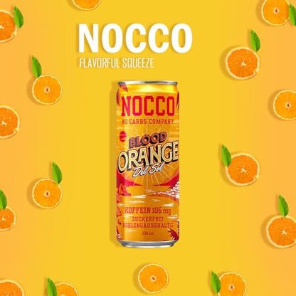 NOCCO BCAA Energy Drink incl. Naranja Sangre Del Sol 11.2 fl oz | 105 mg Cafeína | Soft drink without sugar | Energy drink incl. | Buxtrade (24 Cans, Blood Orange)