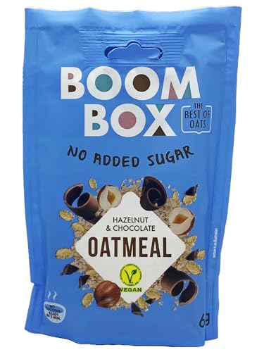 16 Pack BOOM BOX Oatmeal – healthy breakfast selection (Hazelnut, Chocolate -60g)