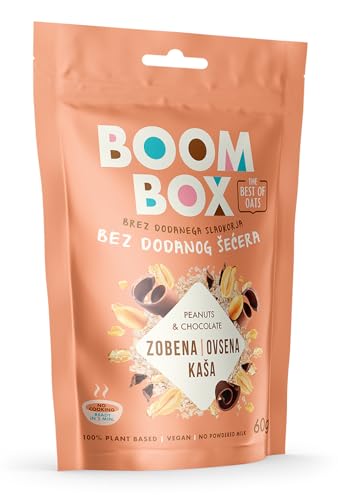 16 Pack BOOM BOX Oatmeal – healthy breakfast selection (Peanut, Chocolate - 60g)