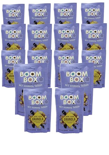 Pack of 16 - Boom Box Muesli (Double Chocolate (60g))Brand	Sorin Flavour	Double Chocolate (60g) Age range (description)	adult Item form	Flaky Specialty	Proteinreich