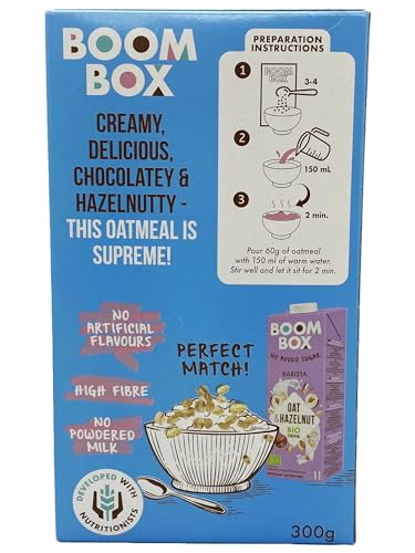 Pack of 6 - BOOM BOX Oatmeal – healthy breakfast choice (Hazelnut, Chocolate - 300g)