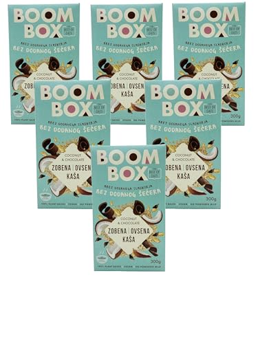 6 Pack BOOM BOX Oatmeal – healthy breakfast selection (coconut/chocolate - 300g)