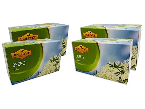 Alpine Mountain Herbal Tea Elderflower Tea - 4 Packs of 20 Bags (80 Tea Bags)