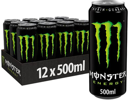 Monster Energy - Caffeinated Energy Drink with Classic Energy Taste - in Practical Disposable Tins (12 x 500 ml)