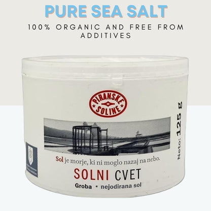 Solni Cvet - Salt Flower 125 g (Protected Designation of Origin) - pure organic and unrefined sea salt - good for cooking and table salt (6 pieces)