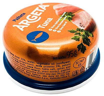 ARGETA Premium Exquisite Tuna Patè - 14 Boxes Excellent and Delicious Patè - Preservative and Gluten Free - 1330 g (95 g per Jar x 14) - Natural Aroma