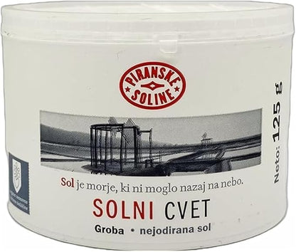 Solni Cvet - Salt Flower 125 g (Protected Designation of Origin) - Purely organic and unrefined sea salt - Excellent for cooking and table salt (pack of 3)