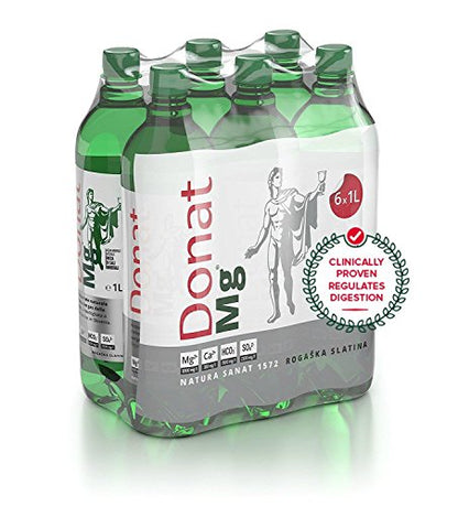 Natural Magnesium Water Spicy - 1000 mg Magnesium/1 L - 6 x 1 L - Clinically Tested - BPA Free PET1 Recyclable Bottle
