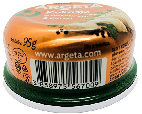 ARGETA Premium Exquisite Chicken Patè - 14 Tins of Excellent and Delicious Patè - No Preservatives and Gluten Free - 1330 grams (95 grams per jar x 14) - Natural Flavour