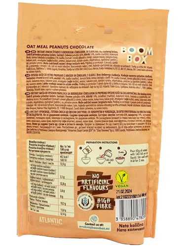 16 Pack BOOM BOX Oatmeal – healthy breakfast selection (Peanut, Chocolate - 60g)