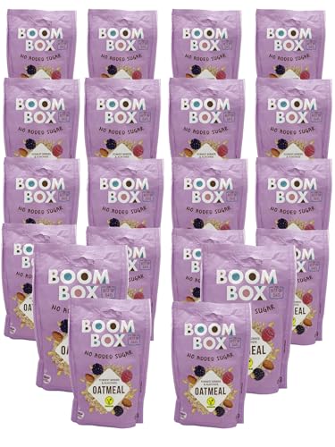 Pack of 16 - BOOM BOX Oatmeal – healthy breakfast selection (Berry, Almond - 60g)