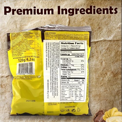 Kraš Bananko 120g - Irresistibly Delicious Mini Chocolate Covered Foam Bananas - Treat Yourself to Every Bite of Sweet Bliss! Pack of 5