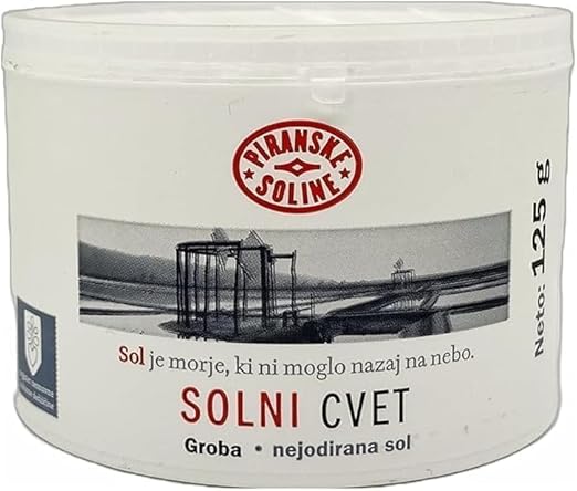 Solni Cvet - Flower Salt 125g (Protected Designation of Origin) - Purely Organic and Unrefined Sea Salt - Excellent for Cooking and Table Salt (Pack of 3)