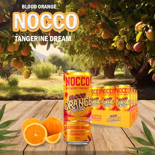 NOCCO BCAA Drink incl. deposit - Apple flavor - Fitness drink with aloe vera - Sugar-free & caffeine-free - No Carbs Company (12 Cans, Blood Orange)