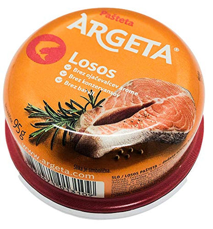 Argeta Premium Exquisite Salmon Pate - 14 Cans Excellent and Delicious Pate - Natural Aroma - Preservative and Gluten Free - 1330 g (95 g per jar x 14)