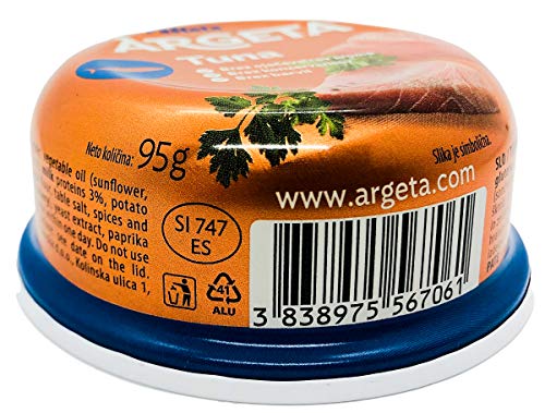 ARGETA Premium Exquisite Tuna Patè - 14 Boxes Excellent and Delicious Patè - Preservative and Gluten Free - 1330 g (95 g per Jar x 14) - Natural Aroma