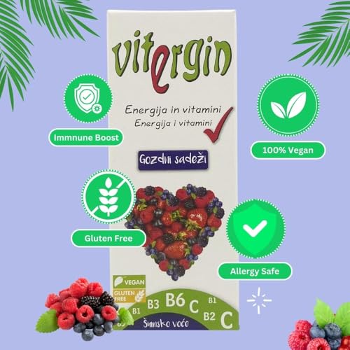 Vitergin Strawberry Vitamin Sweets - Delicious Fruit Enjoyment with 24 Packs (20 Sweets per Pack) - Sweet Sweets for a Healthy Boost! (12, Forest Fruits)