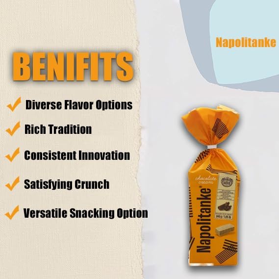 NAPOLITANKE KRAS Premium Waffles - Premium Waffle Biscuits with Delicious Milk, Chocolate Cream, Hazelnut, Lemon and Orange Fillings - Various Sizes (840 g Chocolate & Cream, Pack of 8)