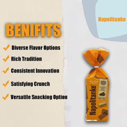 NAPOLITANKE KRAS Premium Waffles - Premium Waffle Biscuits with Delicious Milk, Chocolate Cream, Hazelnut, Lemon and Orange Fillings - Various Sizes (840 g Chocolate & Cream, Pack of 2)