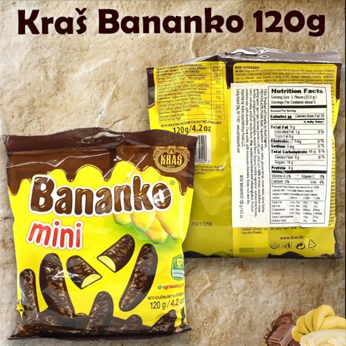Kraš Bananko 120g - Irresistibly Delicious Mini Chocolate Covered Foam Bananas - Treat Yourself to Every Bite of Sweet Bliss! Pack of 5