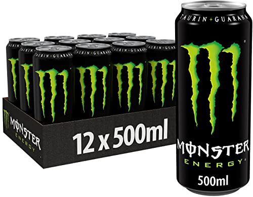 Monster Energy - Caffeinated Energy Drink with Classic Energy Taste - in Practical Disposable Tins (12 x 500 ml)