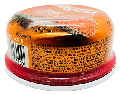 Argeta Premium Exquisite Salmon Pate - 14 Cans Excellent and Delicious Pate - Natural Aroma - Preservative and Gluten Free - 1330 g (95 g per jar x 14)