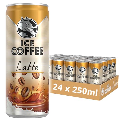 HELL Ice Coffee Latte | 24 x 250 ml cans multipack | 40 mg/100 ml caffeine | contains real Arabica & Robusta coffee bean extracts | 75% UHT milk | Preservative-free | Iced coffee | ready to drink