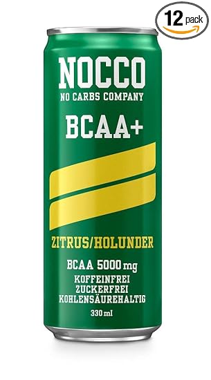 NOCCO BCAA Drink with Deposit - Apple Flavour - Fitness Drink with Aloe Vera - Sugar Free & Caffeine Free - No Carbs Company (12 Cans, Citrus)