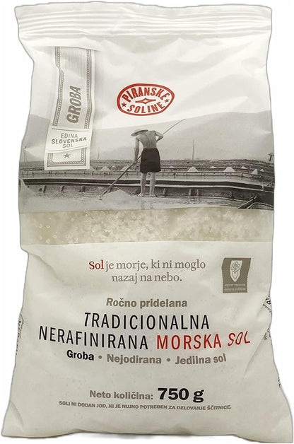 Traditional Coarse, Non-Iodinated, Unrefined Sea Salt (750 Gram Bag) - Pure Organic and Unrefined Sea Salt - Good for Cooking and Table Salt (26 oz) (1)