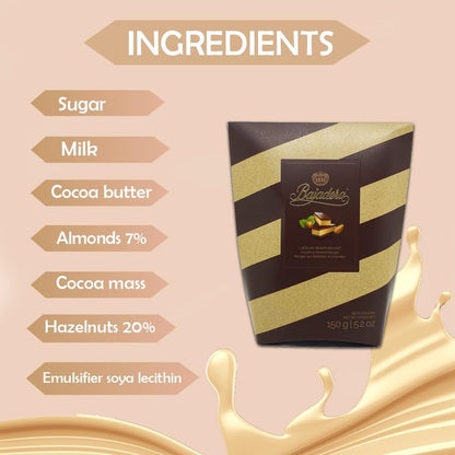 Premium Bajadera Diamond Chocolates with Finest Nut & Almond Viennese Nougat – Kosher, Halal, and Vegan Certified Bajadera Chocolates – Multipack Sizes (150 G, 6 PCS)