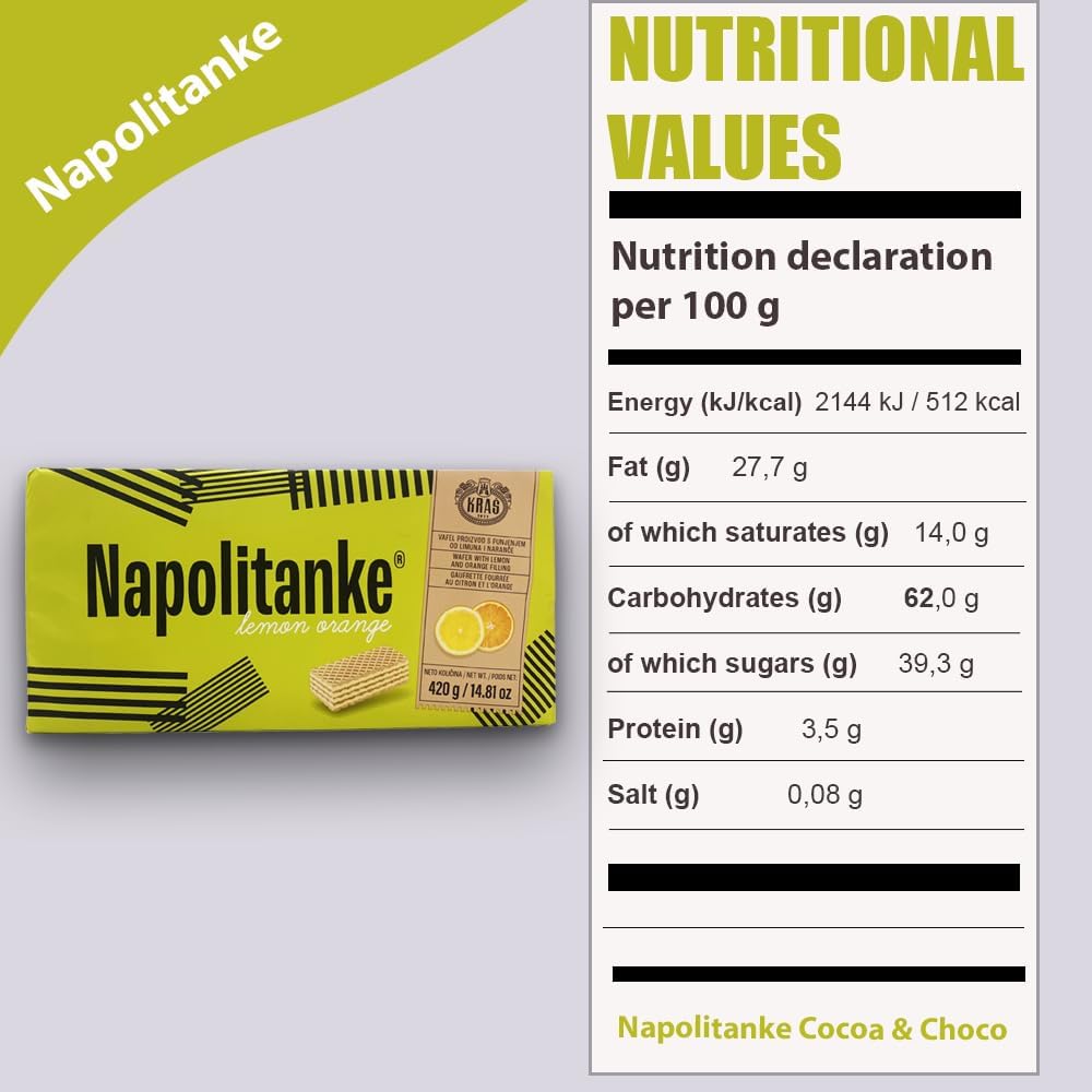 NAPOLITANKE KRAS Premium Waffles - Premium Waffle Biscuits with Delicious Milk, Chocolate Cream, Hazelnut, Lemon and Orange Fillings - Various Sizes (420 g Chocolate & Cream, 4 Pieces)