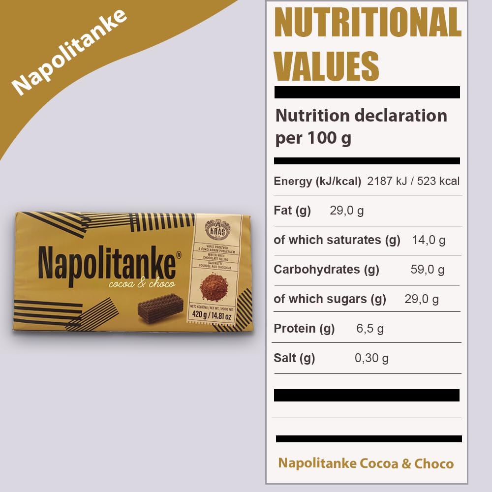 NAPOLITANKE KRAS Premium Wafers - Premium Wafers Biscuits with Delicious Milk, Chocolate Cream, Hazelnut, Lemon and Orange Fillings – Multiple Sizes(8x420g)