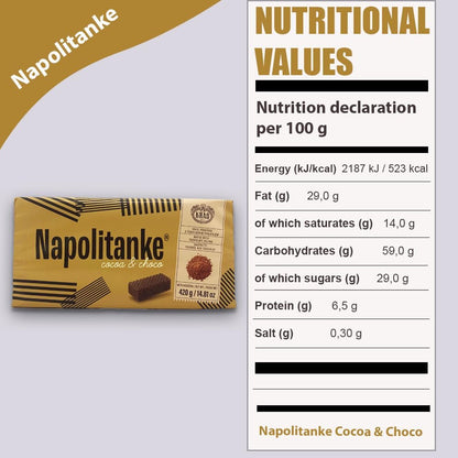NAPOLITANKE KRAS Premium Wafers - Premium Wafers Biscuits with Delicious Milk, Chocolate Cream, Hazelnut, Lemon and Orange Fillings – Multiple Sizes(8x420g)