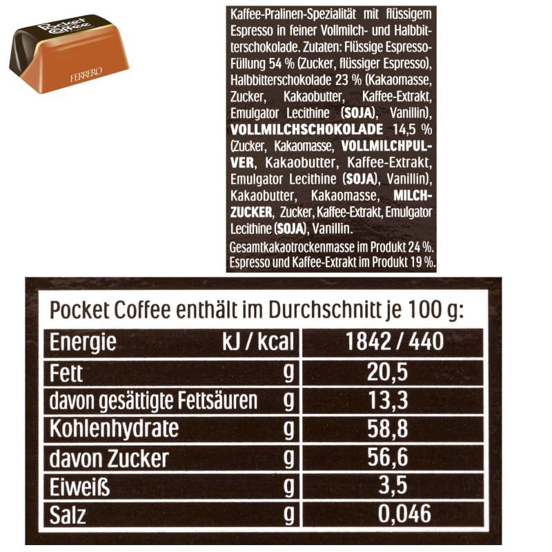 Ferrero Pocket Coffee (Pack of 12 x 62 g)