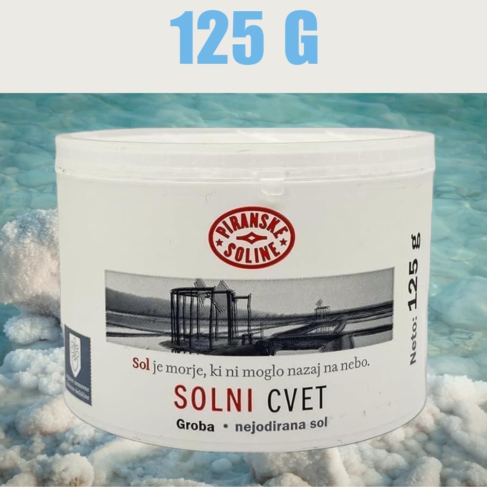 Solni Cvet - Salt Flower 125 g (Protected Designation of Origin) - pure organic and unrefined sea salt - good for cooking and table salt (6 pieces)