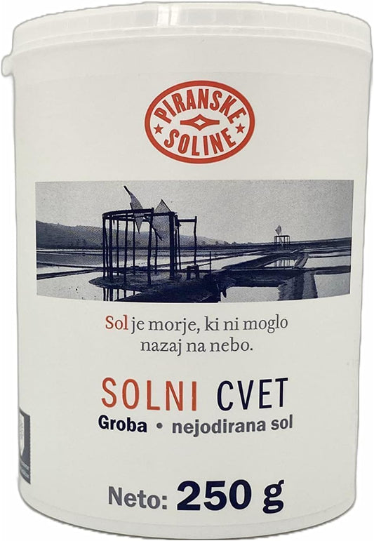 Solni Cvet - Flor de Sal 250 g (Protected Designation of Origin) - pure organic and unrefined sea salt - good for cooking and as table salt (12 pieces)