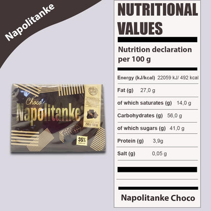 NAPOLITANKE KRAS Premium Waffles - Premium Waffle Biscuits with Delicious Milk, Chocolate Cream, Hazelnut, Lemon and Orange Fillings - Various Sizes (500 g, 3 Pieces)