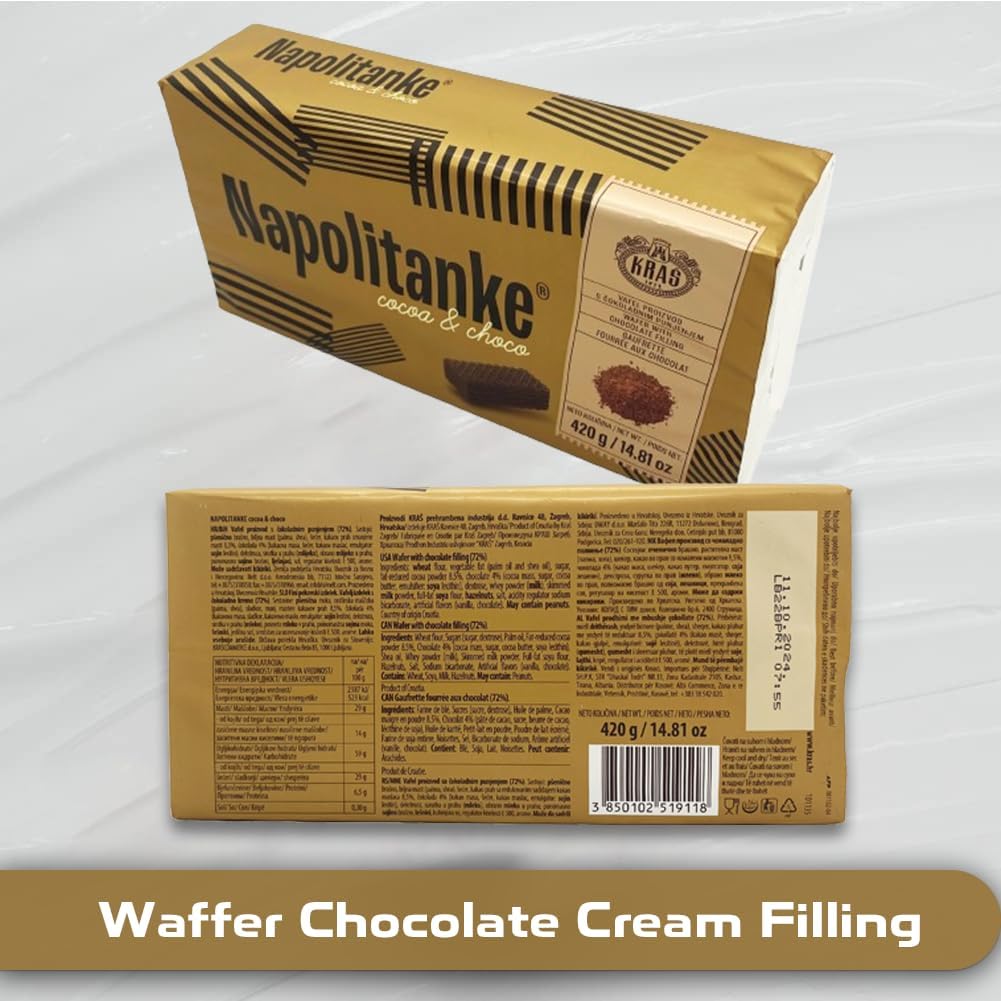 NAPOLITANKE KRAS Premium Wafers - Premium Wafers Biscuits with Delicious Milk, Chocolate Cream, Hazelnut, Lemon and Orange Fillings – Multiple Sizes(16x420g)