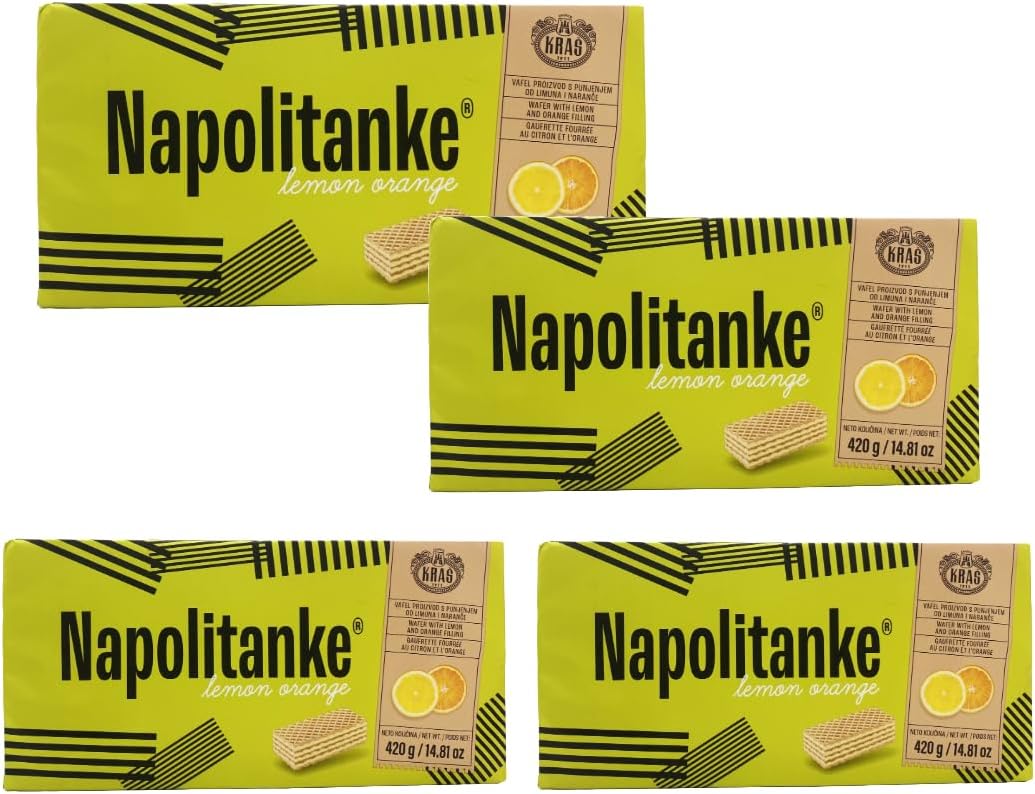 NAPOLITANKE KRAS Premium Waffles - Premium Waffle Biscuits with Delicious Milk, Chocolate Cream, Hazelnut, Lemon and Orange Fillings - Various Sizes (420 g Chocolate & Cream, 4 Pieces)