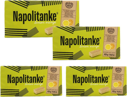 NAPOLITANKE KRAS Premium Waffles - Premium Waffle Biscuits with Delicious Milk, Chocolate Cream, Hazelnut, Lemon and Orange Fillings - Various Sizes (420 g Chocolate & Cream, 4 Pieces)