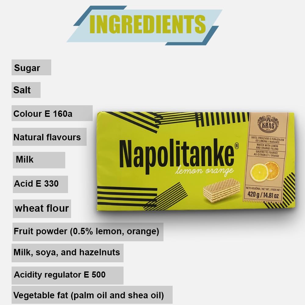 NAPOLITANKE KRAS Premium Waffles - Premium Waffle Biscuits with Delicious Milk, Chocolate Cream, Hazelnut, Lemon and Orange Fillings - Various Sizes (420 g Chocolate & Cream, 4 Pieces)