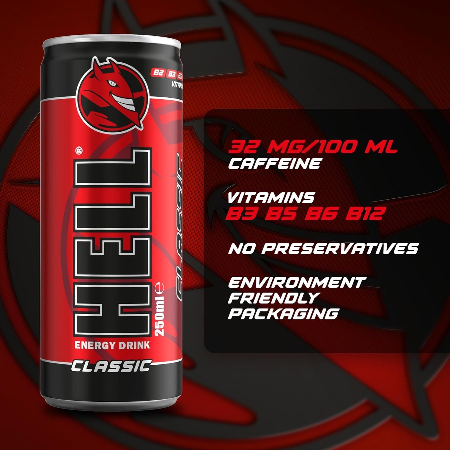 Hell Energy Drink 24 cans each 250 ml including deposit